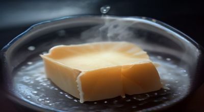 家庭厨房操作台上摆放着自制冰棒模具和各色新鲜水果食材，一双手正在将草莓果泥倒入模具，画面温馨自然，自制冰棒做法教程配图